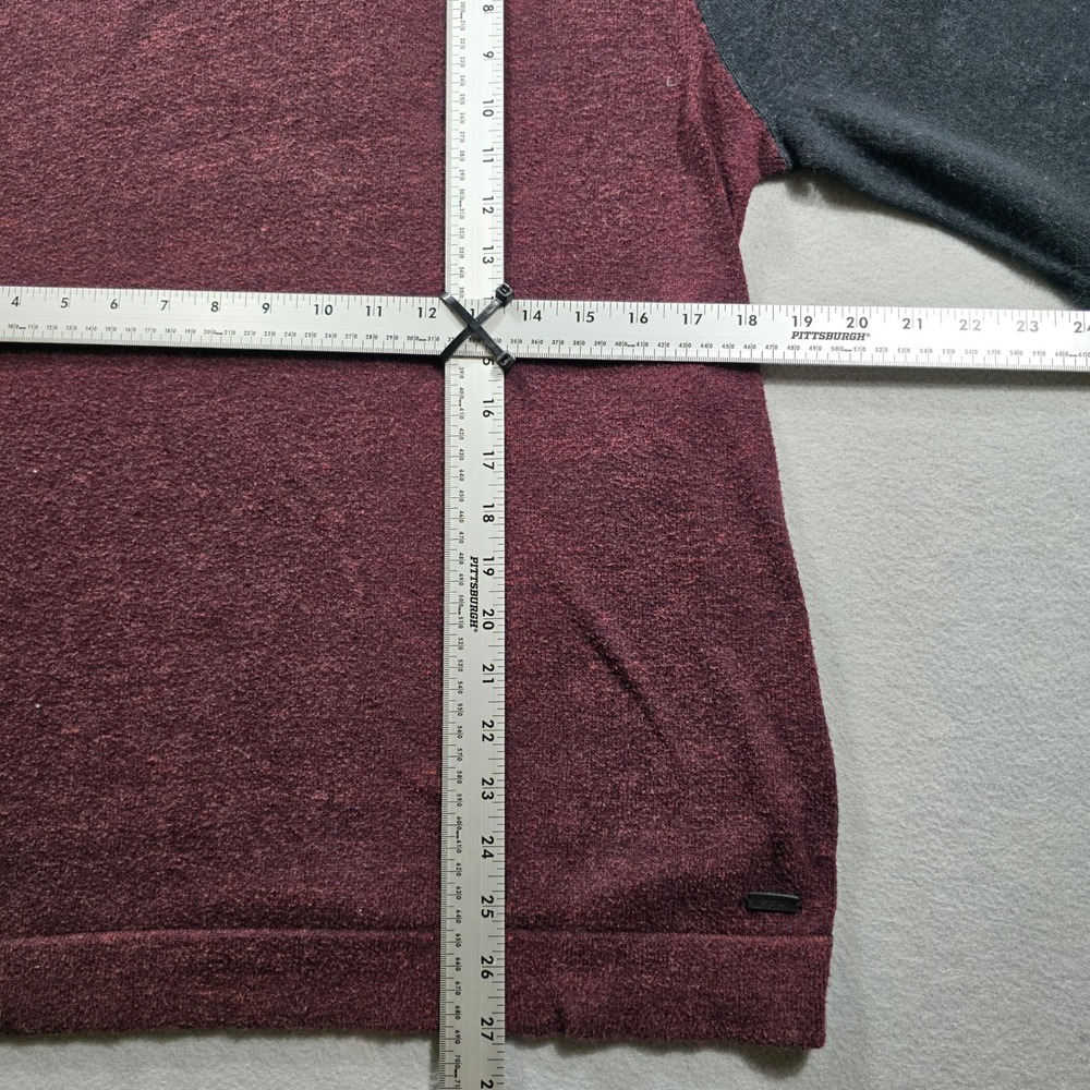 John Varvatos Mens Large Burgundy Sweater Colorblock Raglan Wool Blend - Picture 8 of 9